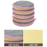 Miếng Rửa Chén 2 Mặt Đa Năng Nhám và Xốp Hình Tròn Rửa Chén - Cọ Xoong Nồi Nhanh Chóng Tiện Lợi.