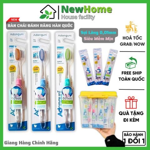 Bàn Chải Đánh Răng Hàn Quốc Sợi Lông 0,01mm Siêu Mềm Mịn Nhiều Màu.