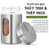 Hũ Đựng Gia Vị, Đựng Tăm Bằng Thủy Tinh Bọc Inox Cao Cấp Sang Trọng Tiện Dụng.