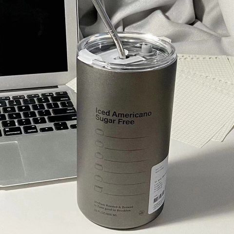 Ly Giữ Nhiệt Americano Inox 304 Cao Cấp Không Gỉ 600ml - Tặng ống Hút Siêu Tiện Lợi Hàng Nhập Khẩu