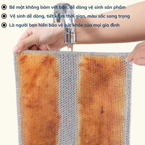 Khăn Rửa Chén Dây Kim Loại 2 Lớp - Cọ Rửa Xoong Nồi Tiện Lợi Không Bào Mòn.