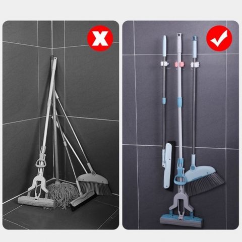 Móc Kẹp Chổi, Cây Lau Nhà Dán Tường Tiện Lợi, Siêu Chắc Bền