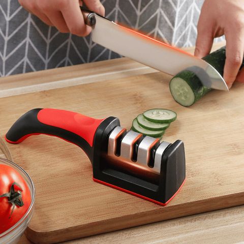 Dụng Cụ Mài Dao, Kéo 3 Cấp Độ Thép Không Gỉ Có Tay Cầm Tiện Lợi Siêu Bền An Toàn Khi Sử Dụng.