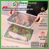 Hộp Đựng Thực Phẩm Lạnh, Hộp Inox 304 Chữ Nhật Cỡ Lớn Kèm Nắp Nhựa Cao Cấp.