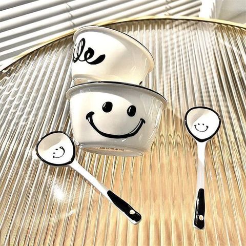 Bộ 2 Bát Sứ Kèm 2 Thìa Mặt Cười, Bát Heo Hồng, Bát Cún, Bát Mèo Hàng Loại 1 Siêu Đẹp.