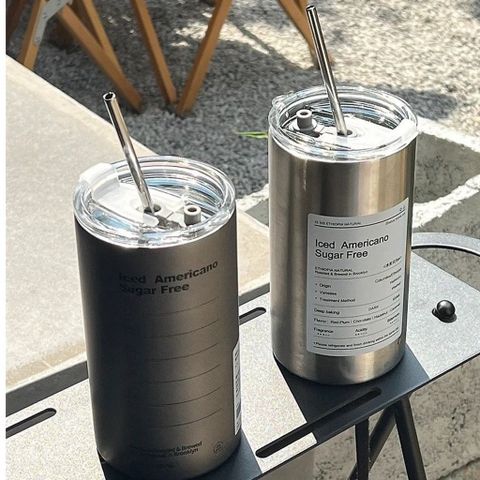 Ly Giữ Nhiệt Americano Inox 304 Cao Cấp Không Gỉ 600ml - Tặng ống Hút Siêu Tiện Lợi Hàng Nhập Khẩu