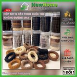 Hộp Set 6 Dây Thun Buộc Tóc Không Đường May Cao Cấp Màu Trơn Phong Cách Hàn.
