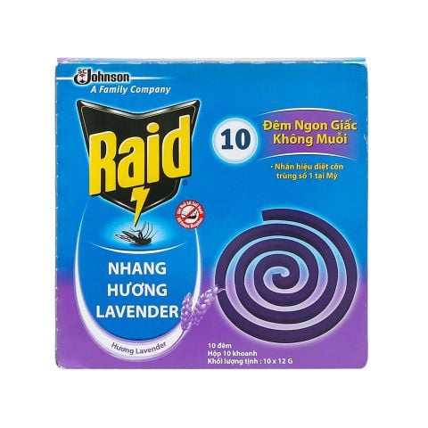 Hộp Nhang Muỗi Raid Hương Lavender, Tiêu Diệt Muỗi và Côn Trùng Hiệu Quả.