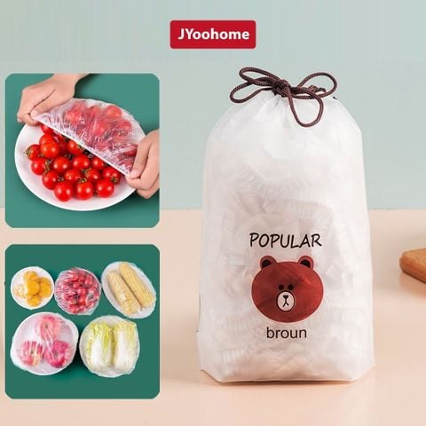 [Set 100] Túi Màng Bọc Thực Phẩm JYoohome Chất Liệu PE Co Dãn Có Chun Siêu Dai