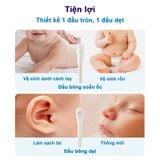 Bông Ngoáy Tai Cho Bé Hộp 200 Chiếc Chất Bông Siêu Mềm Mại 2 Đầu Cao Cấp Kháng Khuẩn An Toàn Cho Bé