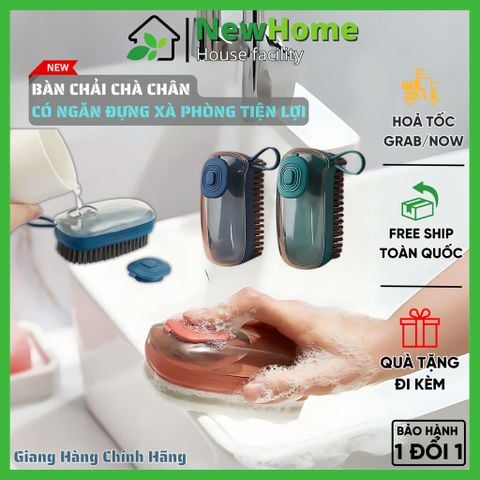 Bàn Chải Chà Chân, Chà Sàn Nhà Tắm Có Ngăn Đựng Xà Phòng Đa Năng Tiện Lợi.