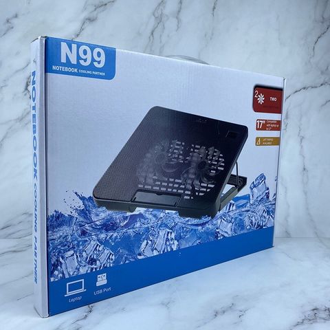 Đế Tản Nhiệt Laptop Máy Tính Macbook N99 2 Fan Có Led - Điều Chỉnh Nâng Hạ Độ Cao Hàng Chính Hãng