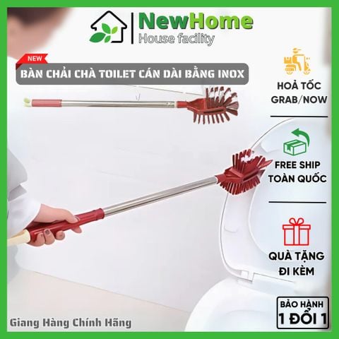 Bàn Chải Chà Toilet Cán Dài Bằng Inox Có Thể Tháo Lắp Tiện Lợi.