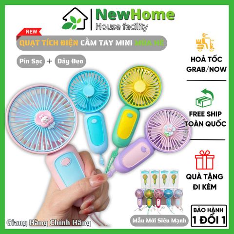 Quạt Tích Điện Cầm Tay Mini Mùa Hè Có Dây Đeo - Mẫu Mới Siêu Mạnh Có Thể Sạc Lại.