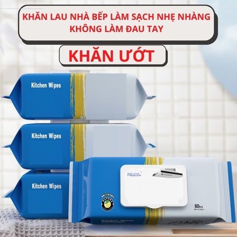 Khăn Ướt Lau Bếp Đa Năng 1 Gói 80 Miếng Siêu Tiết Kiệm Hàng Chính Hãng Nội Địa Trung