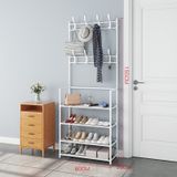 Kệ Để Giày Đa Năng, Kệ Giày Dép 4 Tầng Kết Hợp 8 Móc Treo Đồ Treo Nón Bảo Hiểm Tiện Dụng