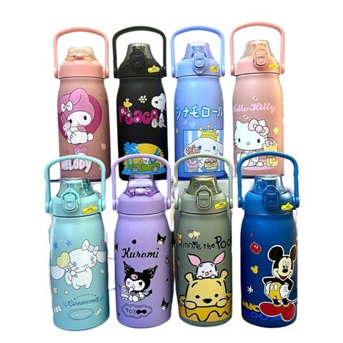 Bình Giữ Nhiệt 1200ml Hoạt Hình Dễ Thương Chất Liệu Inox 316 Chống Gỉ Kèm Quai Xách Tiện Lợi.