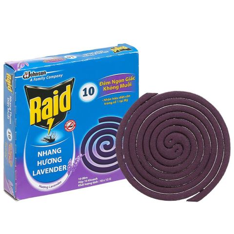 Hộp Nhang Muỗi Raid Hương Lavender, Tiêu Diệt Muỗi và Côn Trùng Hiệu Quả.