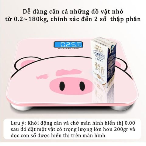 Cân Điện Tử, Cân Sức Khỏe Thông Minh Hình Lợn Hồng Cute Có Màn Hình Led Cao Cấp Tặng Kèm Thước Dây.