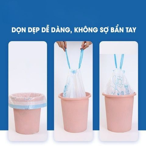 Túi Đựng Rác Có Dây Buộc Siêu Dày Dai Chắc Chắn, Chống Rò Rỉ Nước Siêu Dai, Cuộn 100 Túi