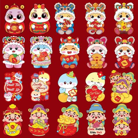 Bao Lì Xì Chipi, Bộ Lì Xì Tết Hoạt Hình Phong Cách Chipi Siêu Dễ Thương Chất Liệu Phản Quang Cao Cấp