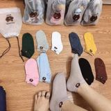 Set 10 Đôi Tất Vớ Nữ Cổ Ngắn Nhiều Màu Hình Gấu Kute Tặng Kèm Túi Rút Tiện Lợi.