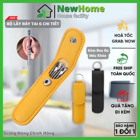 Bộ Lấy Ráy Tai 6 Món Kèm Bao Da Tiện Lợi Chất Liệu Thép Không Gỉ Cao Cấp Chăm Sóc Tai Chuyên Nghiệp.