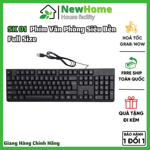 Bàn Phím Có Dây SK-01 Full Size - Phím Nhấn Nhẹ, Độ Bền Cao.