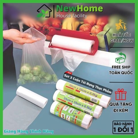 Set 3 Cuộn Túi Đựng Thực Phẩm Tự Hủy Sinh Học Sài Gòn Green.