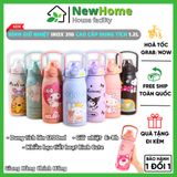 Bình Giữ Nhiệt 1200ml Hoạt Hình Dễ Thương Chất Liệu Inox 316 Chống Gỉ Kèm Quai Xách Tiện Lợi.