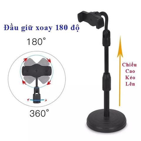 Giá Đỡ Điện Thoại Livestream - Kẹp Điện Thoại Để Bàn Đa Năng Có Thể Điều Chỉnh Xoay 360.