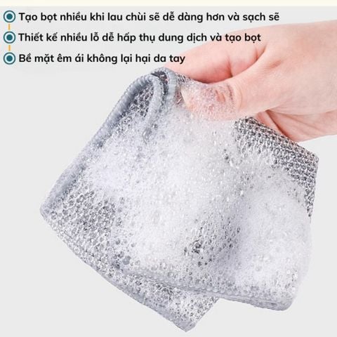 Khăn Rửa Chén Dây Kim Loại 2 Lớp - Cọ Rửa Xoong Nồi Tiện Lợi Không Bào Mòn.