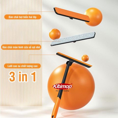 Cây Lau Kính 3 Chức Năng K11 Kèm Gạt Nước Silicon Xoay 360 độ Tiện Lợi.