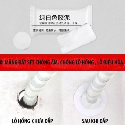 Xi Măng Dẻo Bịt Lỗ Điều Hoà, Keo Xi Măng Trắng Bít Lỗ Tường/ Đường ống Nước/ Khe Rãnh Hàng Nhập Khẩu