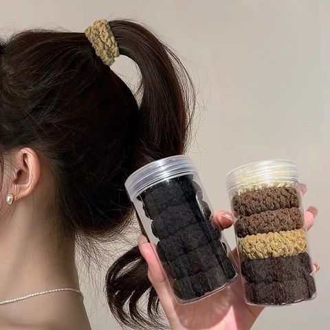 Hộp Set 6 Dây Thun Buộc Tóc Không Đường May Cao Cấp Màu Trơn Phong Cách Hàn.