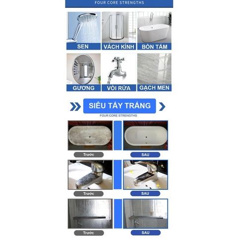 Dung Dịch Vệ Sinh Nhà Tắm - Tẩy Cặn Canxi Vách Kính, Làm Sạch Vòi Rửa, Gương, Gạch Men