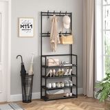 Kệ Để Giày Đa Năng, Kệ Giày Dép 4 Tầng Kết Hợp 8 Móc Treo Đồ Treo Nón Bảo Hiểm Tiện Dụng
