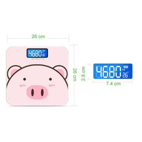 Cân Điện Tử, Cân Sức Khỏe Thông Minh Hình Lợn Hồng Cute Có Màn Hình Led Cao Cấp Tặng Kèm Thước Dây.
