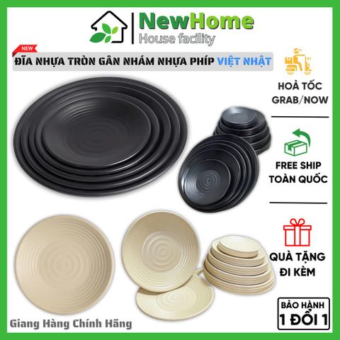 Đĩa Tròn Gân Nhám Loại Dày Chất Liệu Nhựa Phíp Melamine Việt Nhật.