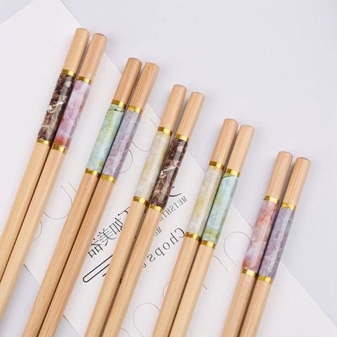 Set Hộp 10 Đôi Đũa Tre Vân Đá Hàng Xuất Nhật Cao Cấp