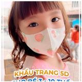 Khẩu Trang 5D Mask Kids Cho Trẻ Em - Vải Không Dệt 3 Lớp Lọc Bụi Mịn, Kháng Khuẩn, Ngừa Tia Uv.