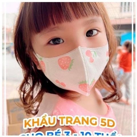 Khẩu Trang 5D Mask Kids Cho Trẻ Em - Vải Không Dệt 3 Lớp Lọc Bụi Mịn, Kháng Khuẩn, Ngừa Tia Uv.
