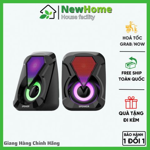 Loa Máy Vi Tính, Loa Mini Leerfei Speaker E-1053 Có LED RGB  Bass Căng Chất Lượng