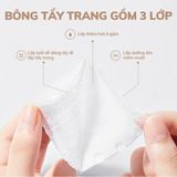 Bông Tẩy Trang Cotton Hai Mặt Dùng Một Lần 3 Lớp Siêu Mềm Hàng Nhập Khẩu [Set 222 Miếng]