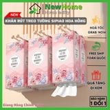 Khăn Rút Treo Tường SIPIAO Hoa Hồng Bịch 1000 Tờ - 4 Lớp Dai Mềm Từ Bột Tre