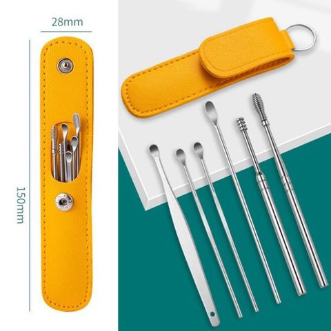 Bộ Lấy Ráy Tai 6 Món Kèm Bao Da Tiện Lợi Chất Liệu Thép Không Gỉ Cao Cấp Chăm Sóc Tai Chuyên Nghiệp.