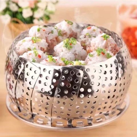 Vỉ Hấp, Xửng Hấp Đồ Xôi - Để Ráo Nước Trái Cây Chất Liệu Inox Cao Cấp Xếp Gọn Tiện Lợi.