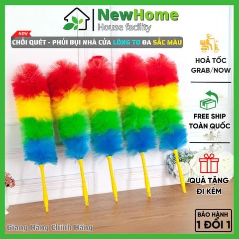 Chổi Quét Bụi, Chổi Lông Gà Phủi Bụi Sợi Nilon Đa Sắc Cao Cấp.