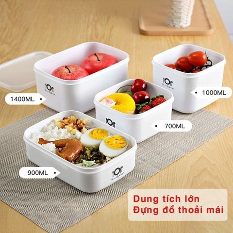 Hộp Nhựa Đựng Thực Phẩm Tủ Lạnh, Bảo Quản Thức Ăn Có Kèm Nắm Nắp Đậy An Toàn Tiện Lợi