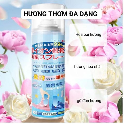 Chai Xịt Khử Mùi Giày Công Nghệ Bạc AG+ Dung Tích 260ml Khử Mùi Giày, Dép, Mũ Bảo Hiểm 24h